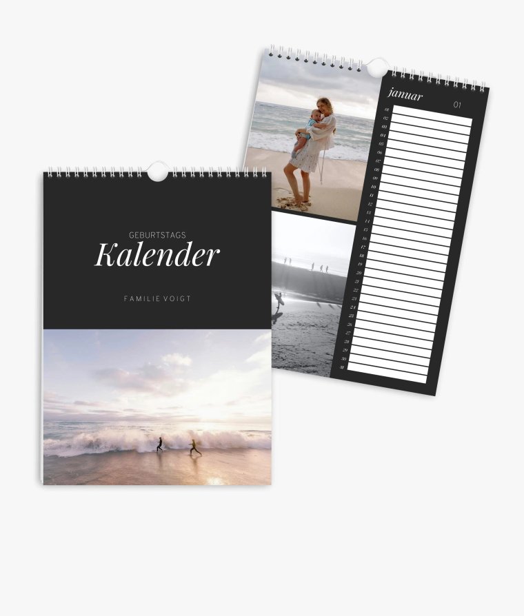 Wandkalender Noir Essence · Geburtstagskalender