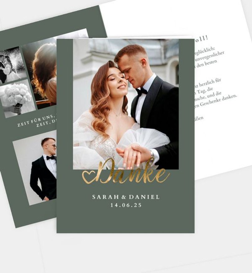 Dankeskarte Hochzeit Ja · Mitten ins Herz