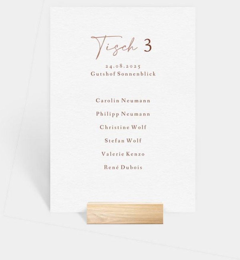 Gruppentischkarte Hochzeit Our Romance