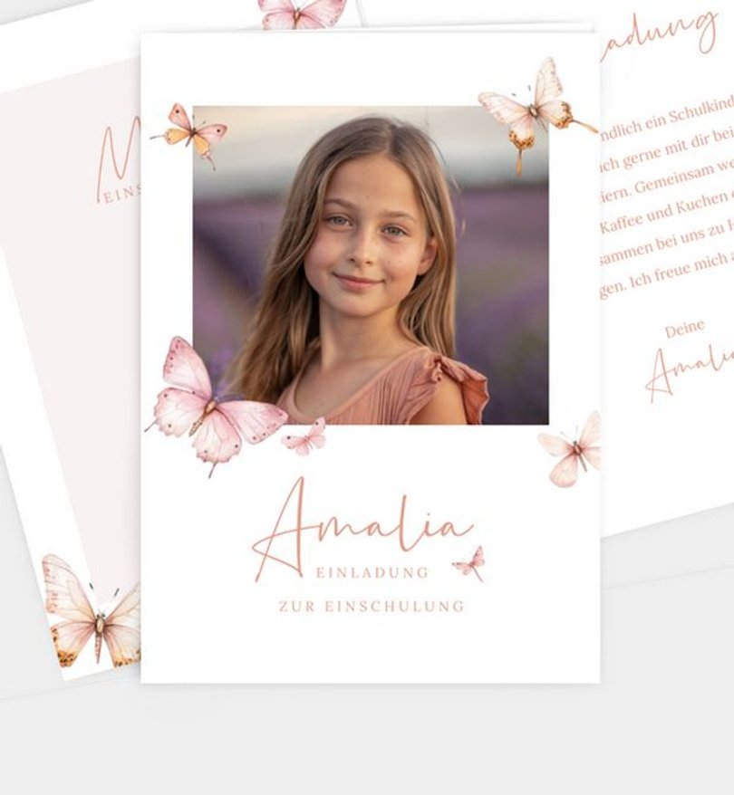 Einladungskarte Einschulung Schmetterlingsmomente