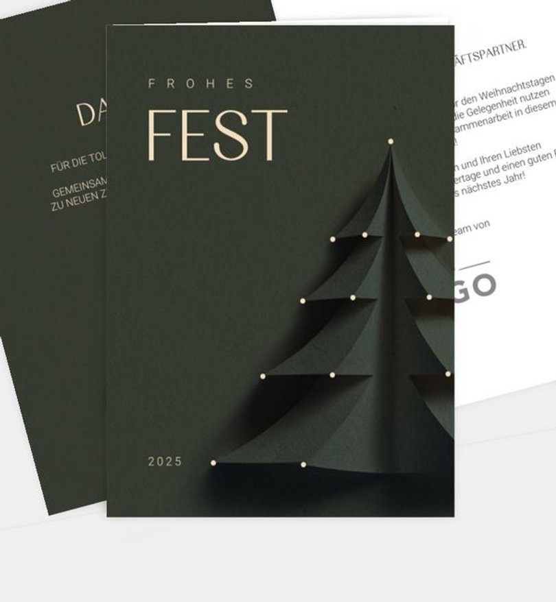 Weihnachtskarte Weihnachten geschäftlich Papercut-Optik