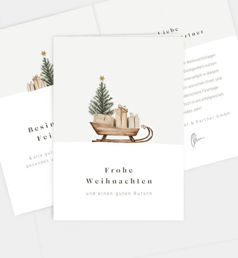 Weihnachtskarte Weihnachten geschäftlich Nostalgic Sleigh