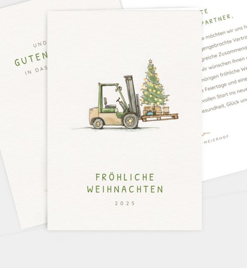 Weihnachtskarte Weihnachten geschäftlich Gabelstapler