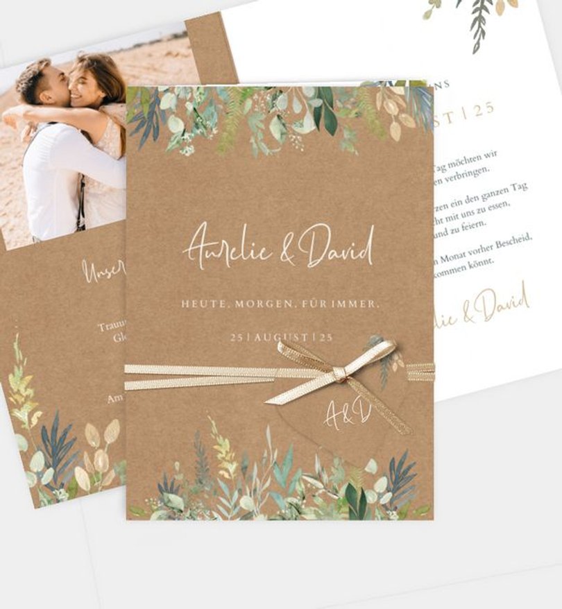 Einladungskarte Hochzeit Wiesenbouquet