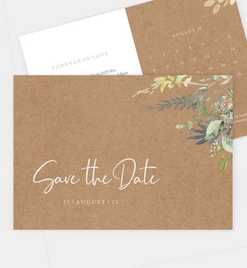Save-The-Date Karte Hochzeit Wiesenbouquet