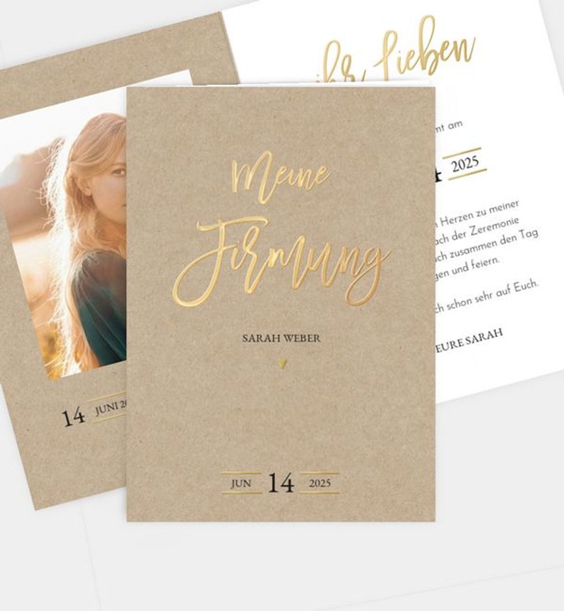 Einladungskarte Firmung Gold-Crafty