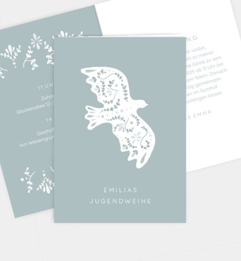 Einladungskarte Jugendweihe Bird