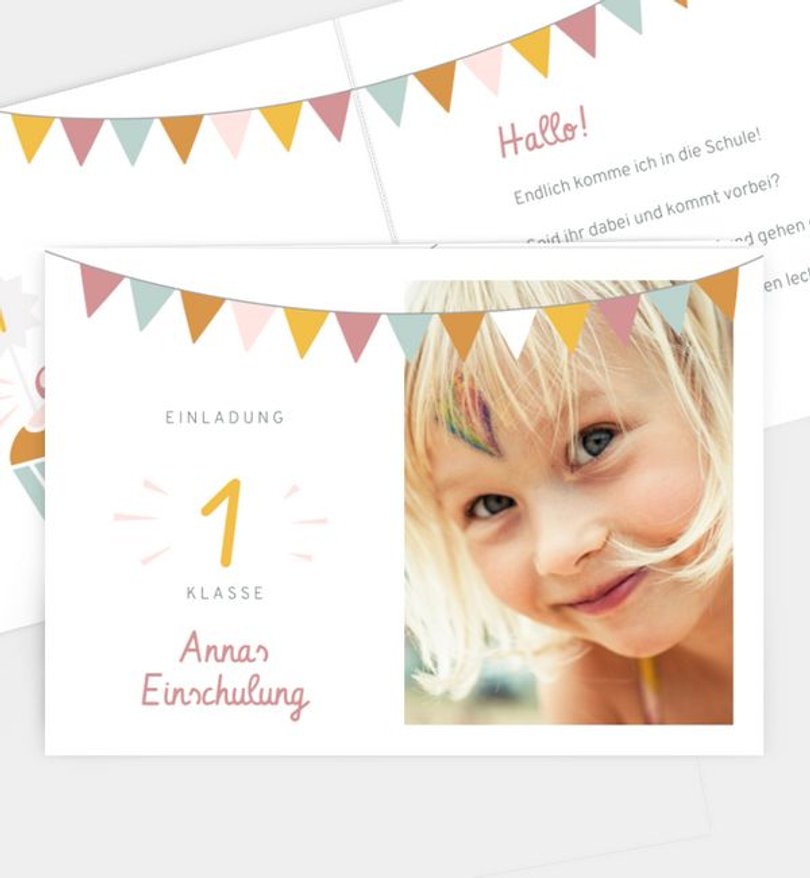 Einladungskarte Einschulung Girlande