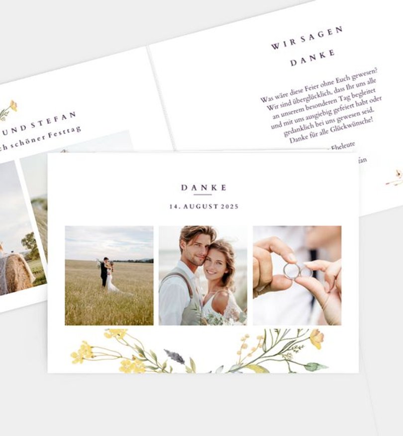 Dankeskarte Hochzeit Blütengarten