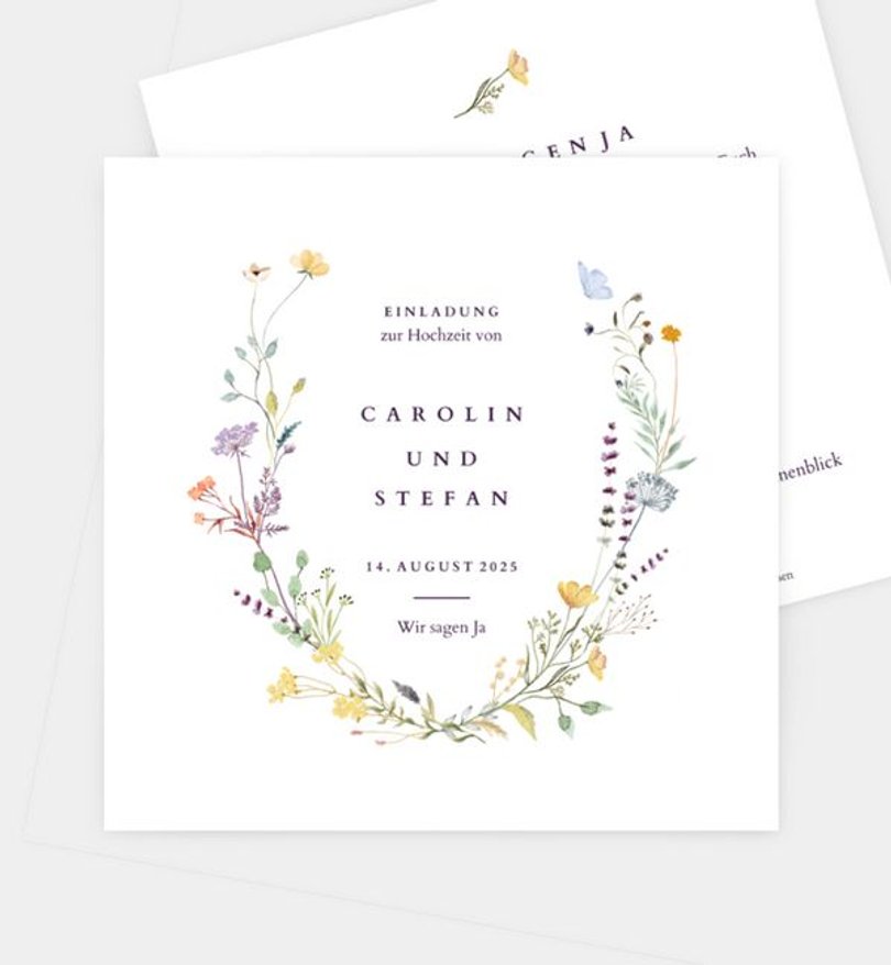 Einladungskarte Hochzeit Blütengarten