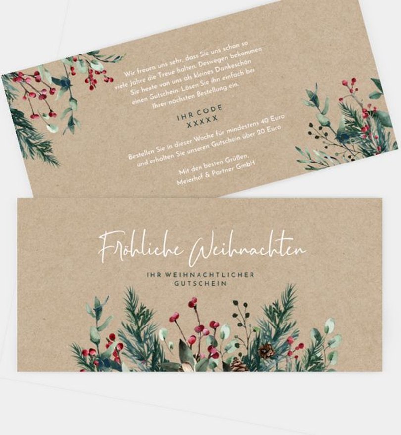 Gutscheinkarte Geschäftlich Crafty green · Vintage