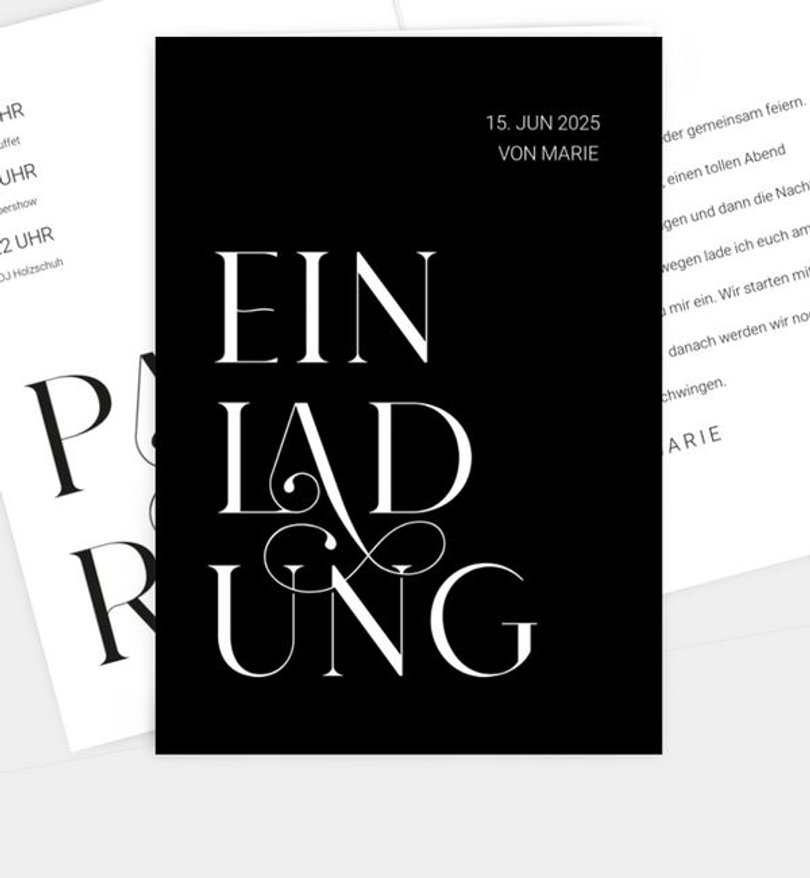 Einladungskarte Party Modern Font