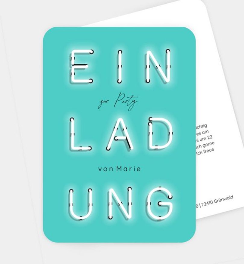 Einladungskarte Party Neon