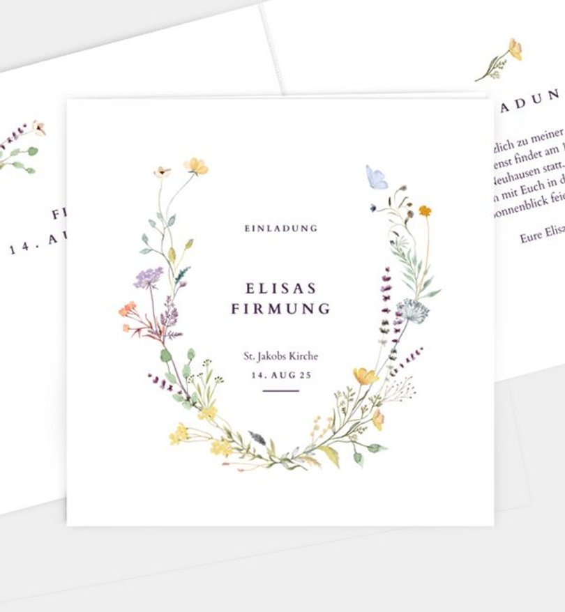 Einladungskarte Firmung Blütengarten