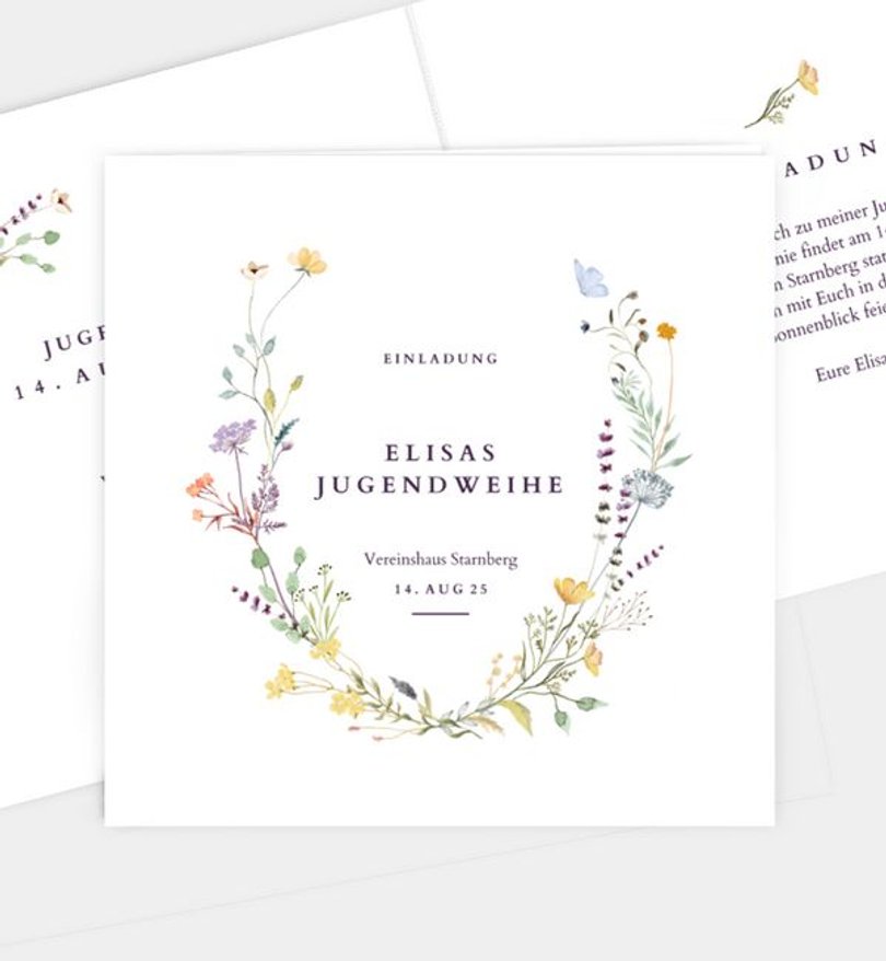 Einladungskarte Jugendweihe Blütengarten