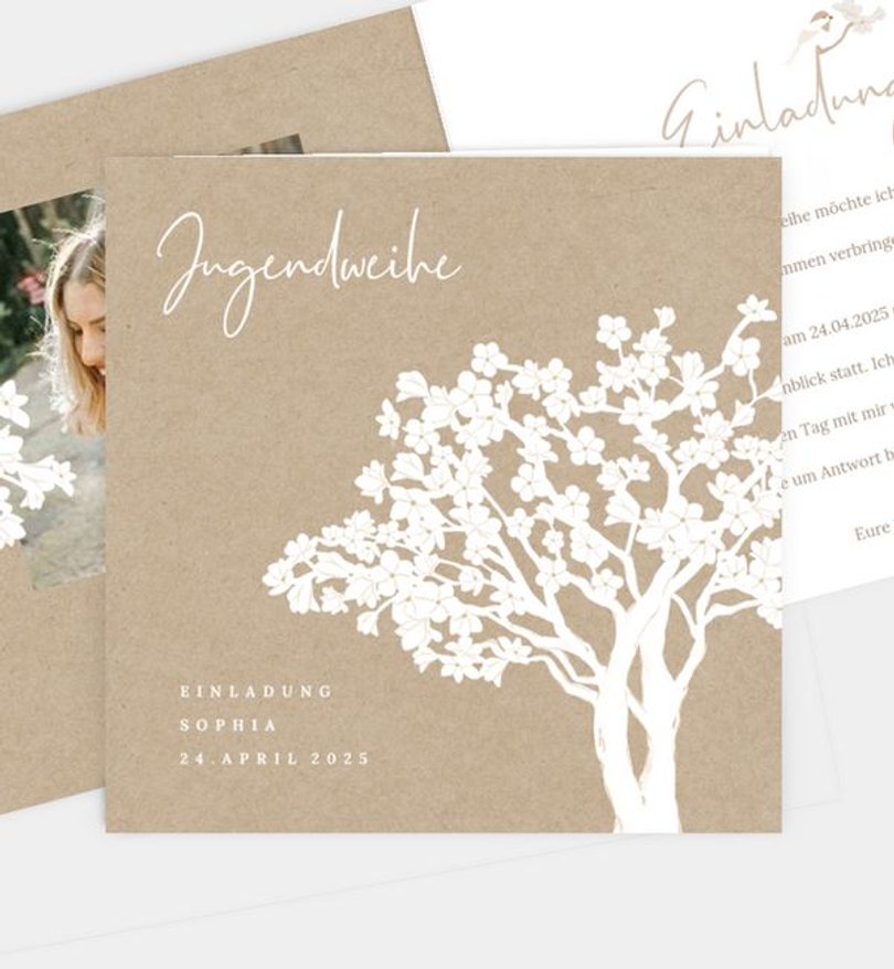 Einladungskarte Jugendweihe Kirschblüten