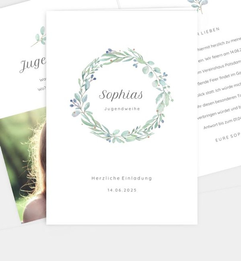 Einladungskarte Jugendweihe Grüner Kranz
