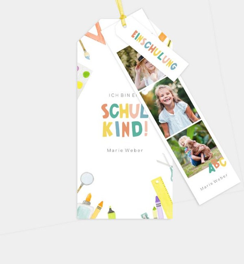 Einladungskarte Einschulung Federmäppchen