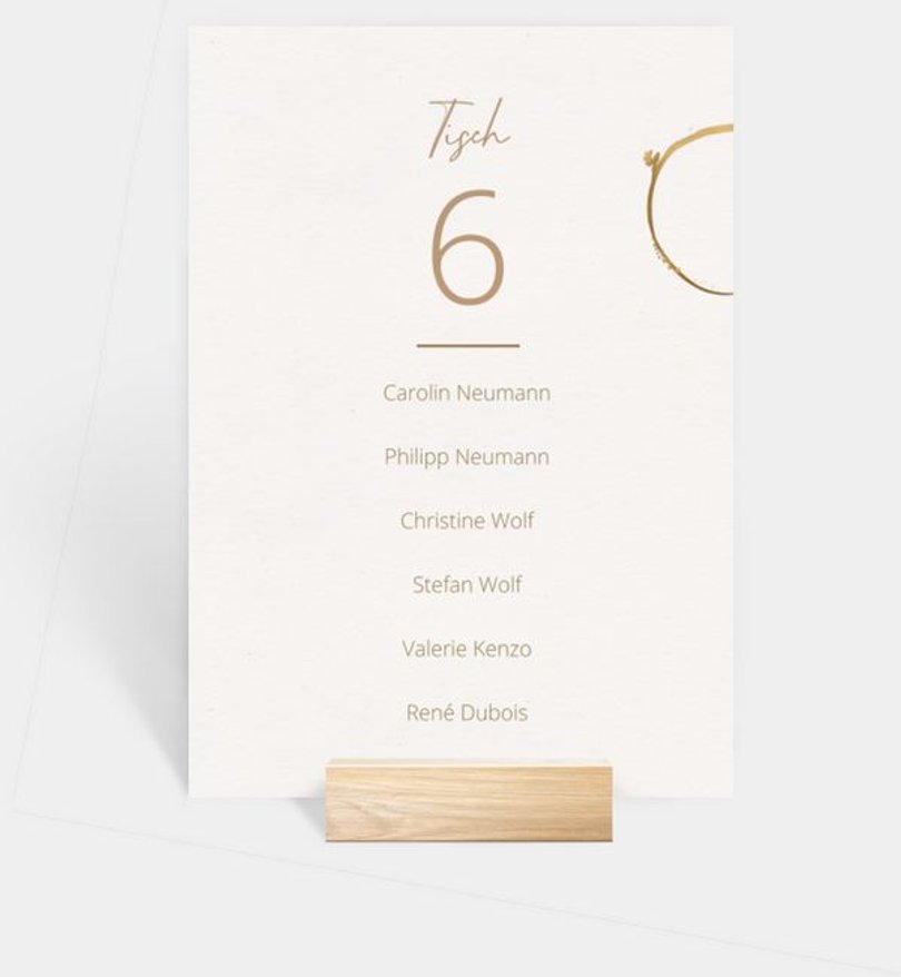 Gruppentischkarte Hochzeit Ringe