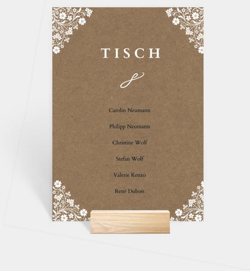 Gruppentischkarte Hochzeit Vintage Lace
