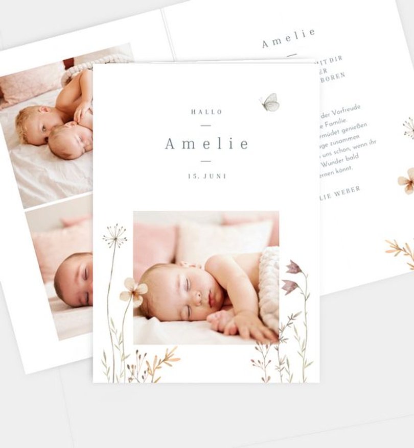 Geburtsanzeige Geburt Flower Meadow