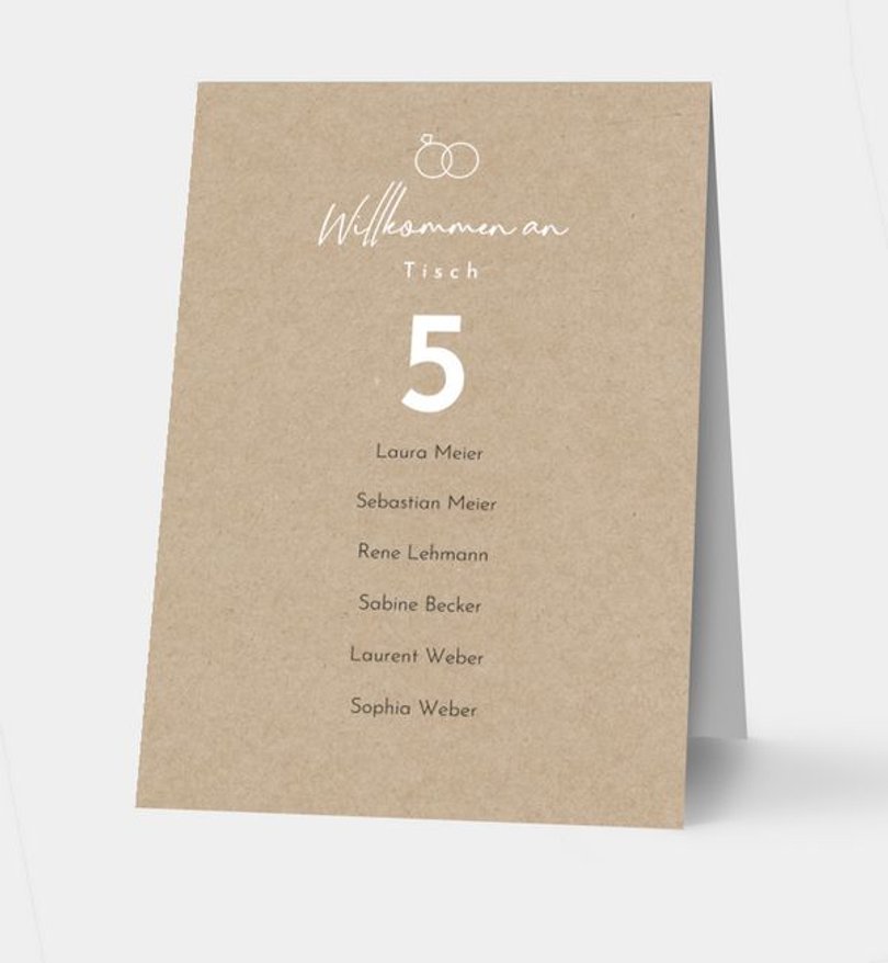 Gruppentischkarte Hochzeit Nice day