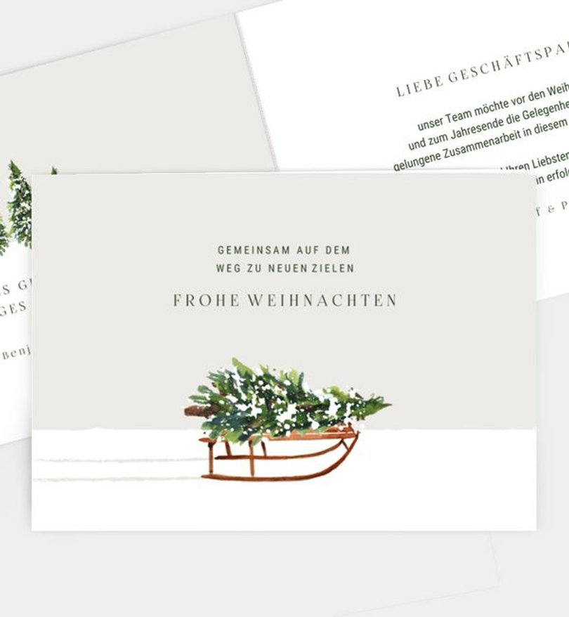 Weihnachtskarte Weihnachten geschäftlich Schlitten
