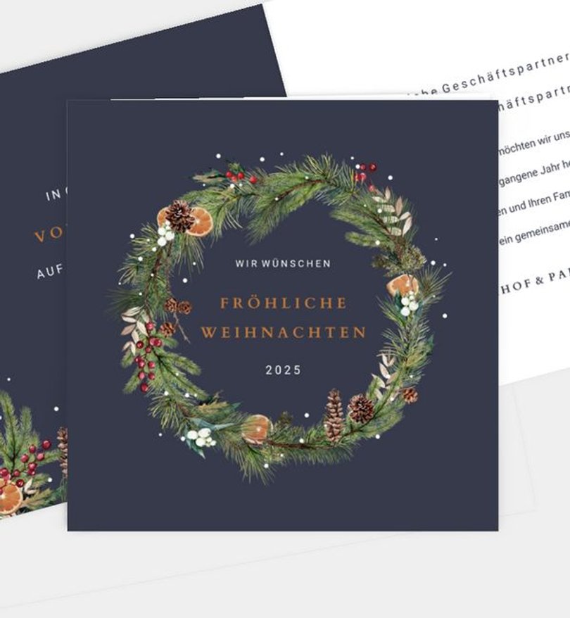 Weihnachtskarte Weihnachten geschäftlich Klassischer Kranz