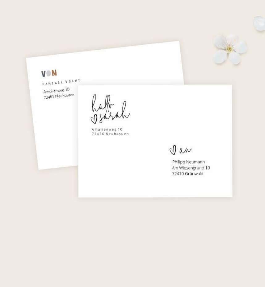 Umschläge Design Geburt